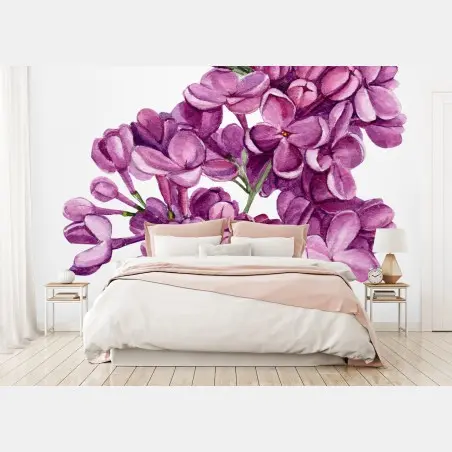 Fotomural ramillete de lilas en acuarela – Pixers®