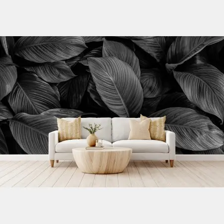 Fotomural texturas de hojas en blanco y negro – Pixers®