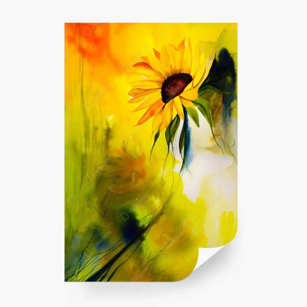 Fotomural girasol luminoso en acuarela – Pixers®