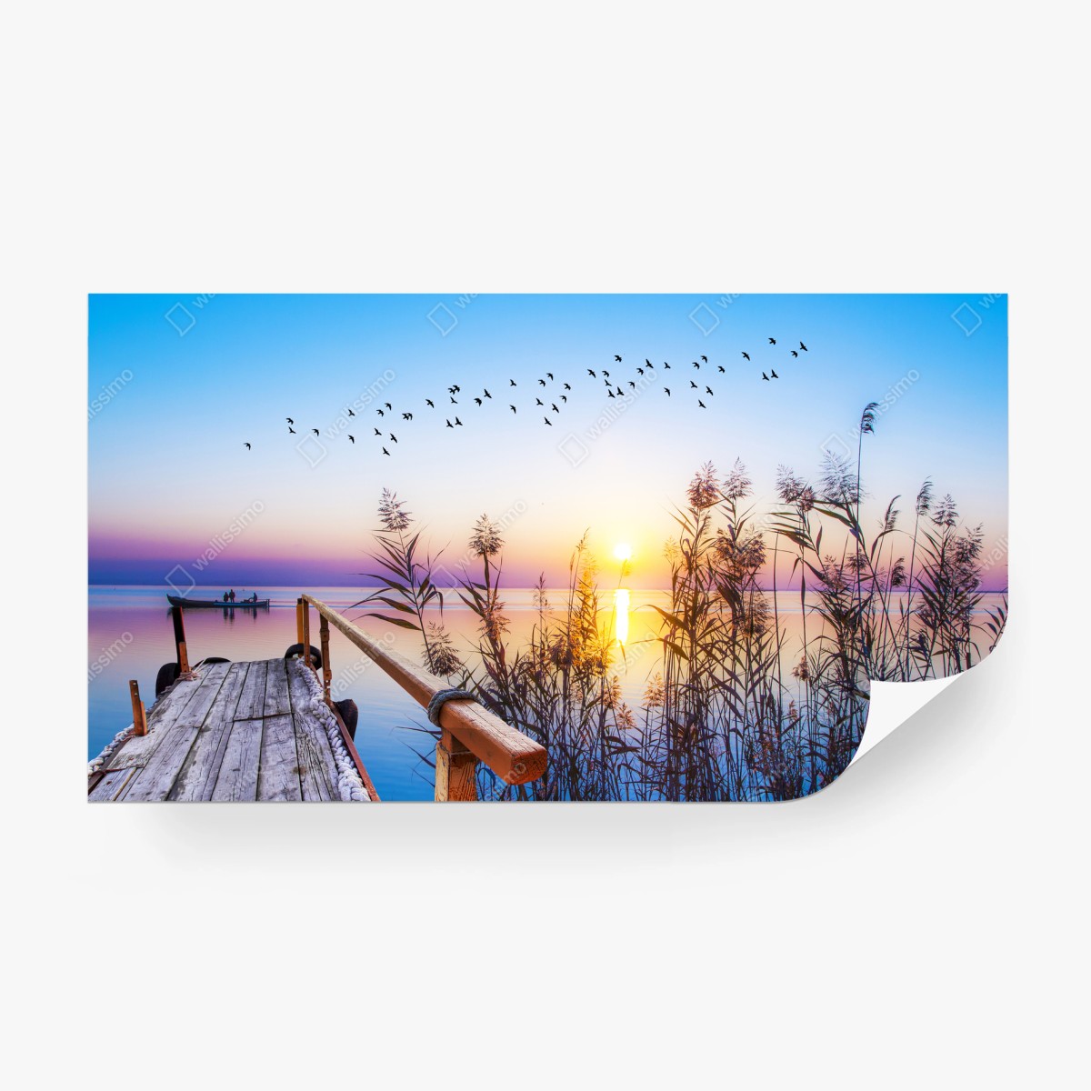 Fotomural puesta de sol en el muelle con reflejos – Pixers®