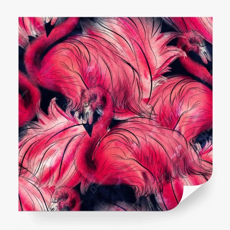 Fotomural estampado acuarela de flamencos en tonos rosa – Pixers®