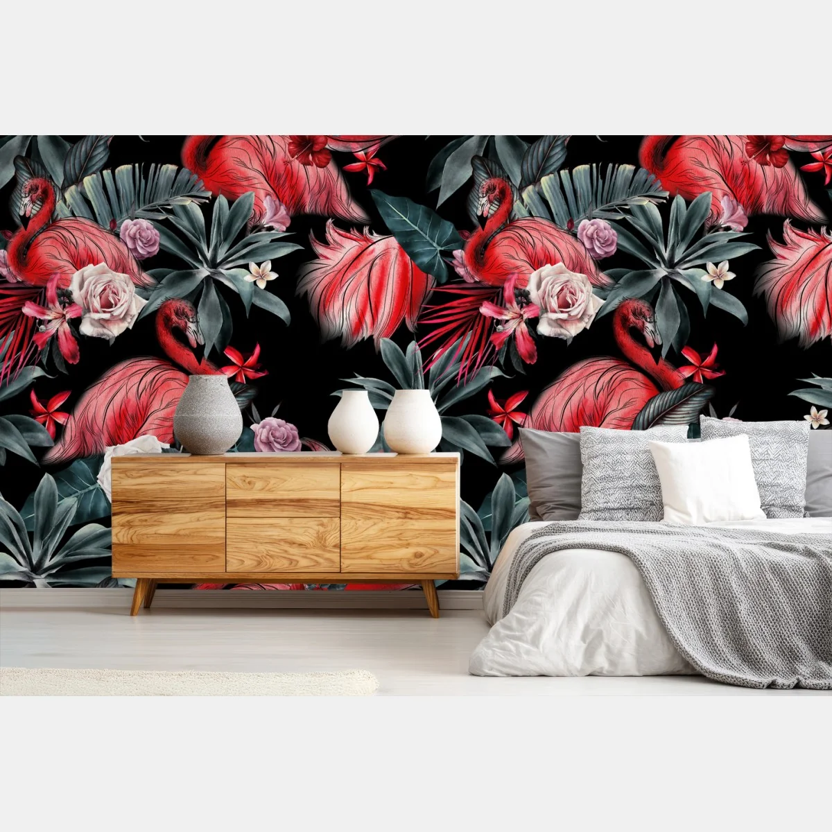Fotomural patrón tropical de flamencos y flores en acuarela – Pixers® Fotomural patrón tropical de flamencos y flores en acuarela – Pixers®