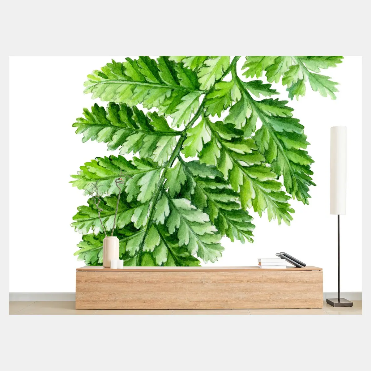 Fotomural helecho en acuarela para decoración natural – Pixers®