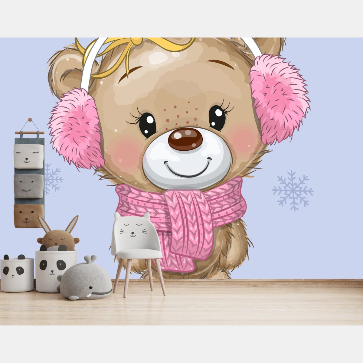 Fotomural oso de peluche invernal con bufanda rosa y orejeras – Pixers® Fotomural oso de peluche invernal con bufanda rosa y orejeras – Pixers®