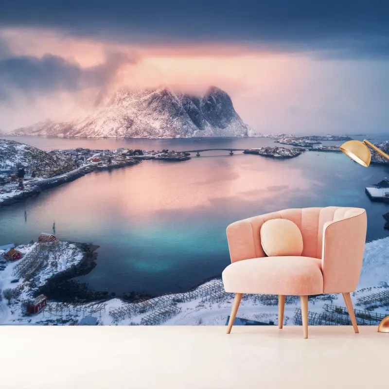 Fotomural amanecer sereno en bahía nevada