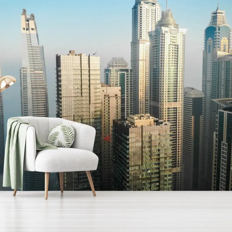 Fotomural amanecer entre rascacielos de Dubai