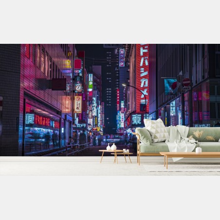 Fotomural calle de neón en Tokio – Pixers®