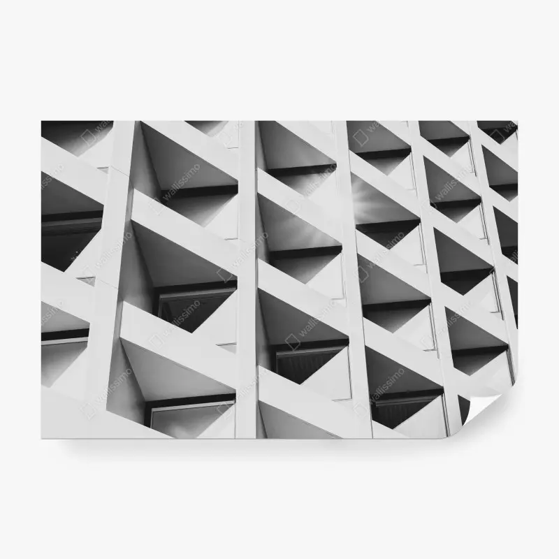Fotomural fachada geométrica en blanco y negro
