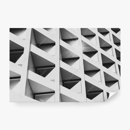 Fotomural fachada geométrica en blanco y negro – Pixers®