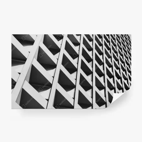 Fotomural fachada geométrica moderna en blanco y negro – Pixers®