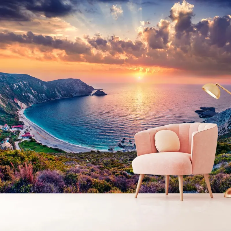Fotomural puesta de sol en Petani, Cefalonia