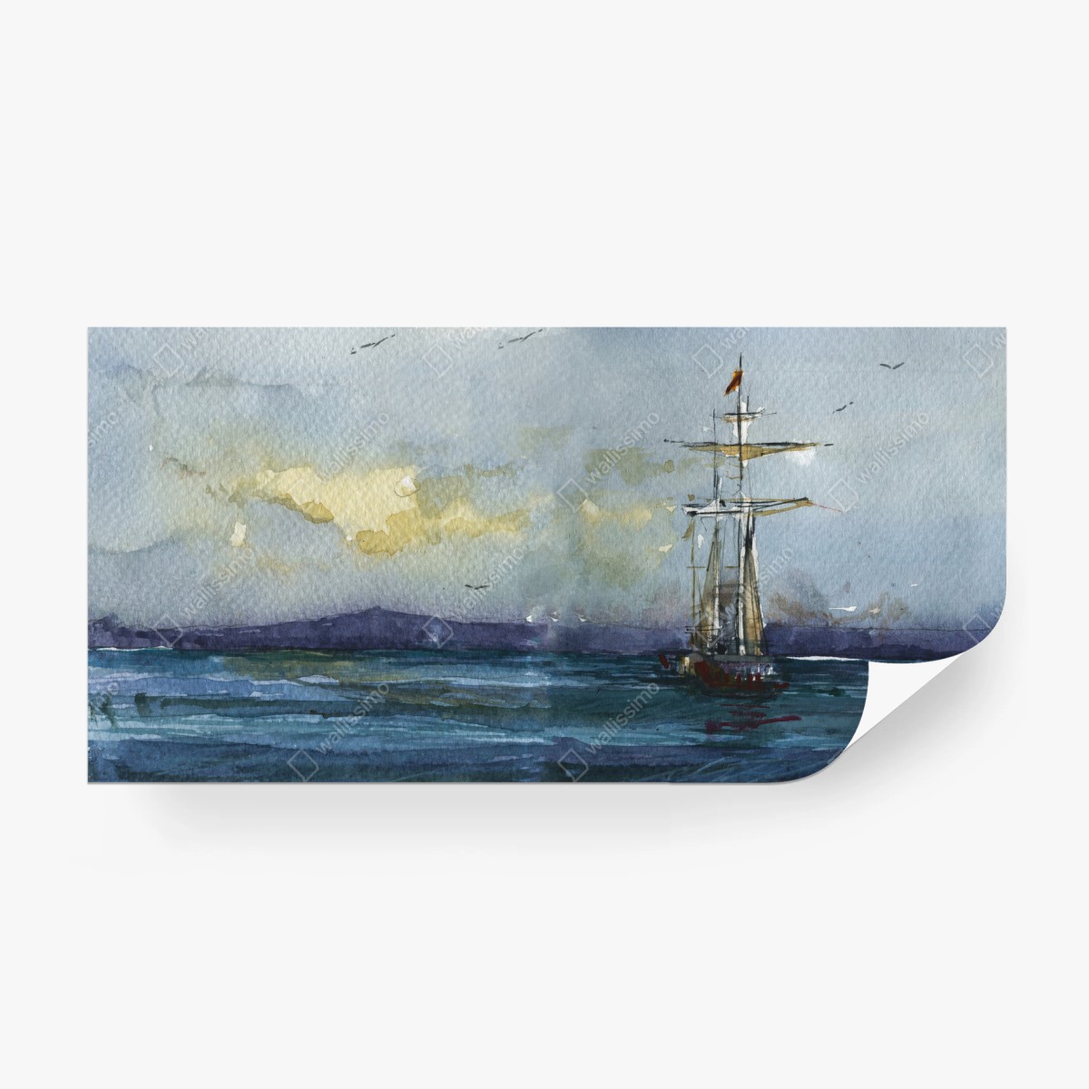 Fotomural velero solitario en el horizonte – Pixers®