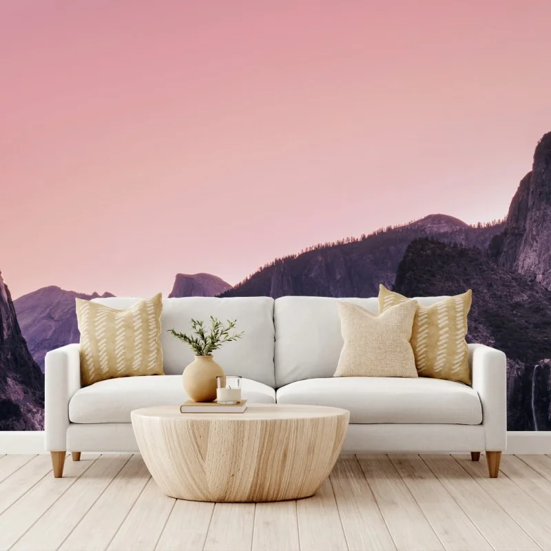 Fotomural paisaje montañoso al atardecer en tonos rosa – Pixers® Fotomural paisaje montañoso al atardecer en tonos rosa – Pixers®