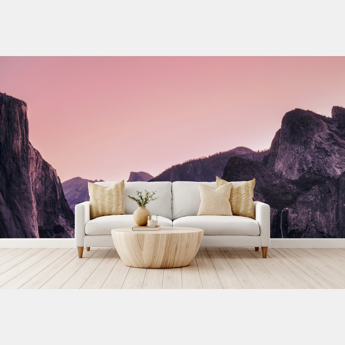 Fotomural paisaje montañoso al atardecer en tonos rosa – Pixers® Fotomural paisaje montañoso al atardecer en tonos rosa – Pixers®