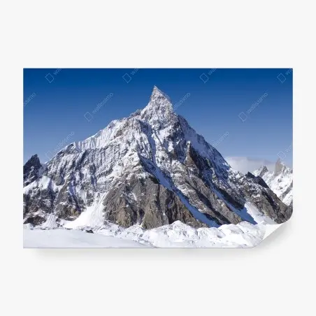 Fotomural cumbre nevada bajo cielo azul – Pixers®