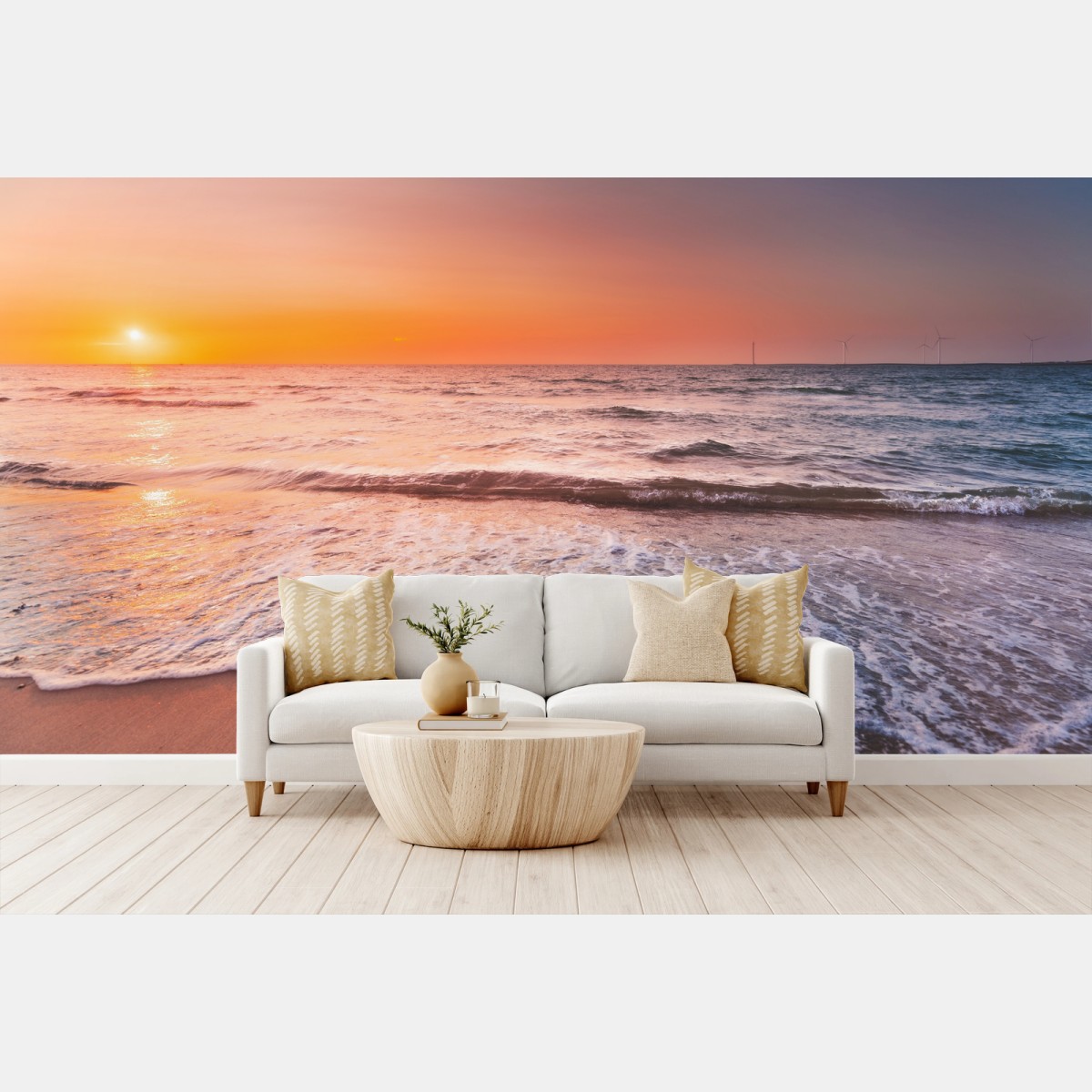 Fotomural puesta de sol en Zeeland, calma marina para decorar – Pixers®