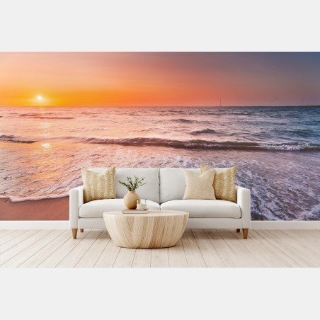 Fotomural puesta de sol en Zeeland, calma marina para decorar – Pixers®