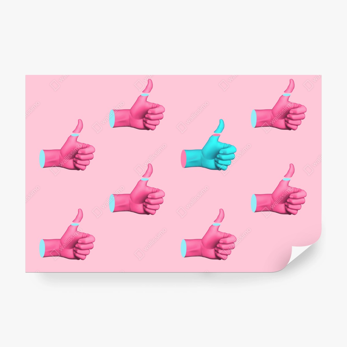 Fotomural patrón pop art de manos pulgar arriba en tonos pastel – Pixers®