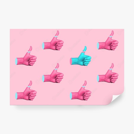 Fotomural patrón pop art de manos pulgar arriba en tonos pastel – Pixers®