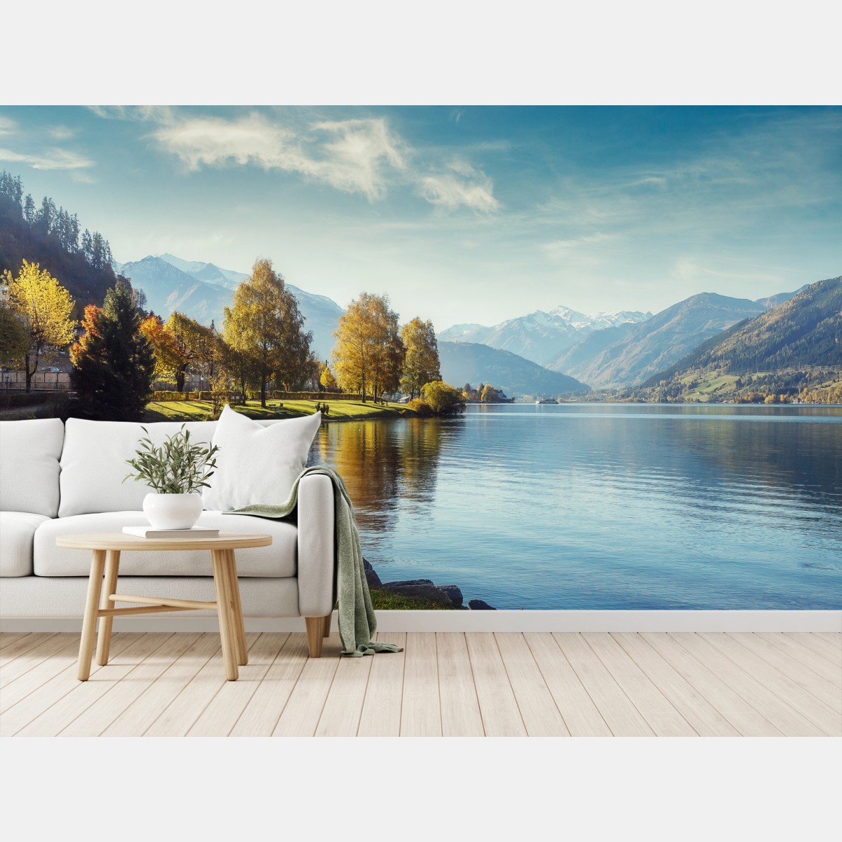Fotomural paisaje de lago alpino en Zell am See, Austria – Pixers®
