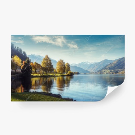 Fotomural paisaje de lago alpino en Zell am See, Austria – Pixers®