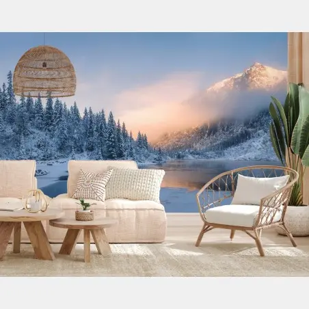 Fotomural amanecer en montañas nevadas – Pixers®