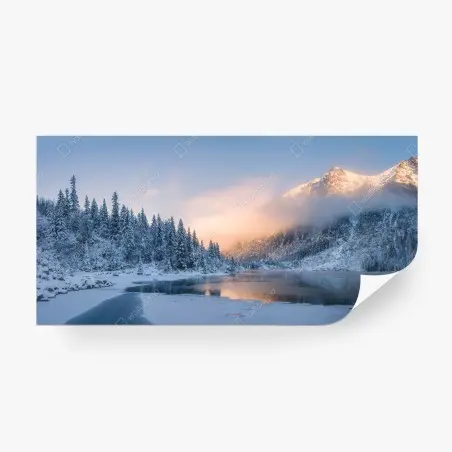 Fotomural amanecer en montañas nevadas – Pixers®
