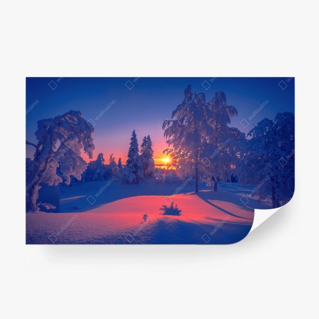 Fotomural amanecer en bosque nevado – Pixers®