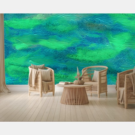 Fotomural paisaje abstracto en tonos verdes y azules – Pixers®