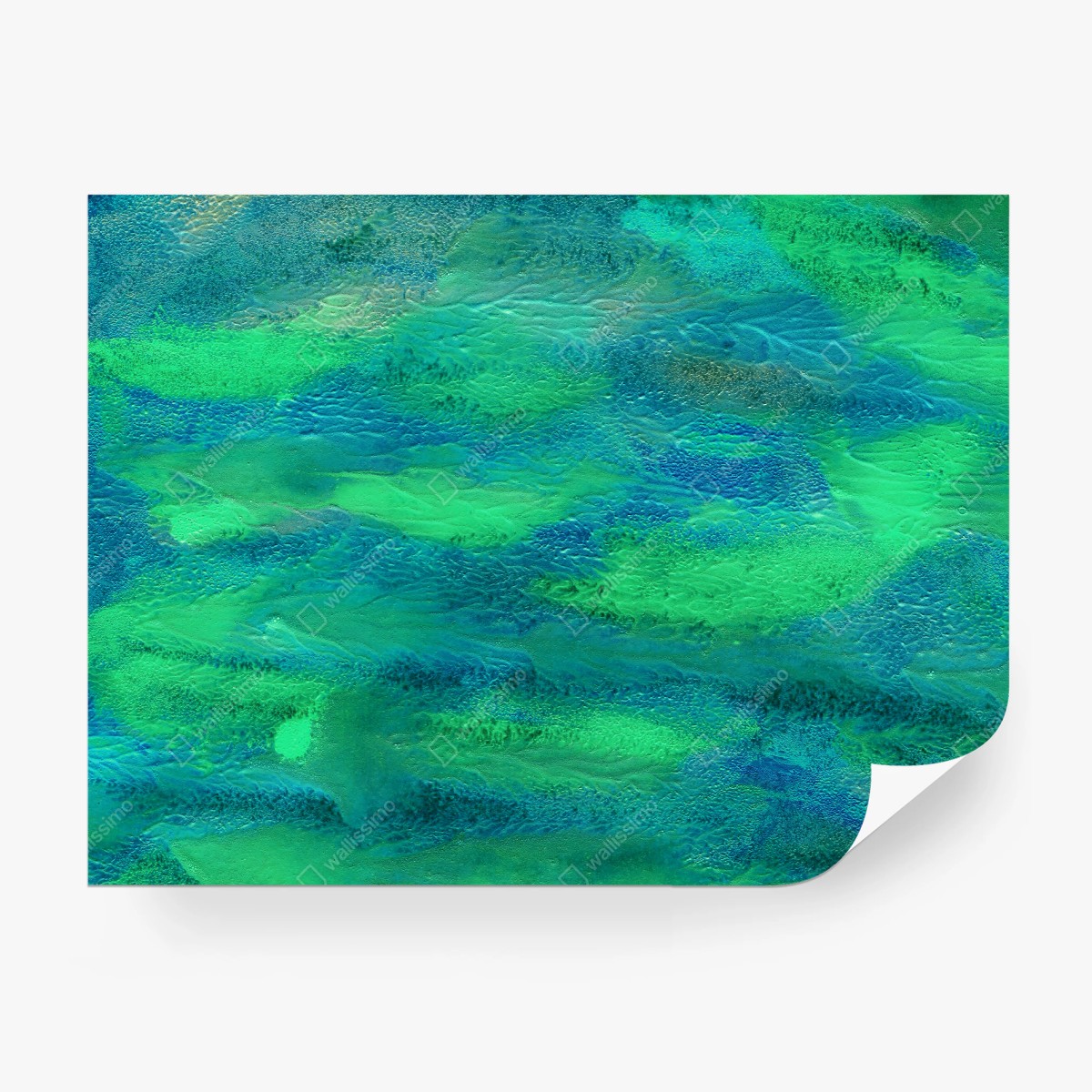 Fotomural paisaje abstracto en tonos verdes y azules – Pixers®