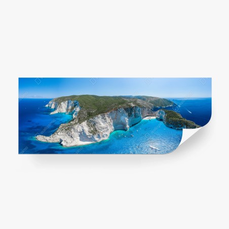 Fotomural panorámica de acantilados y mar turquesa – Pixers®