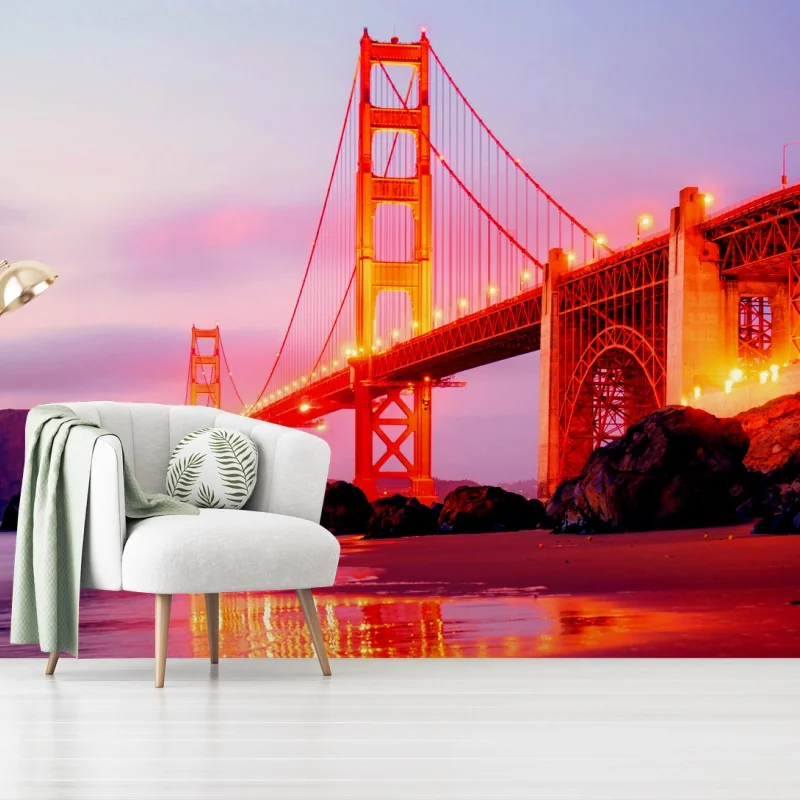 Fotomural puesta de sol en el puente Golden Gate – Pixers® Fotomural puesta de sol en el puente Golden Gate – Pixers®