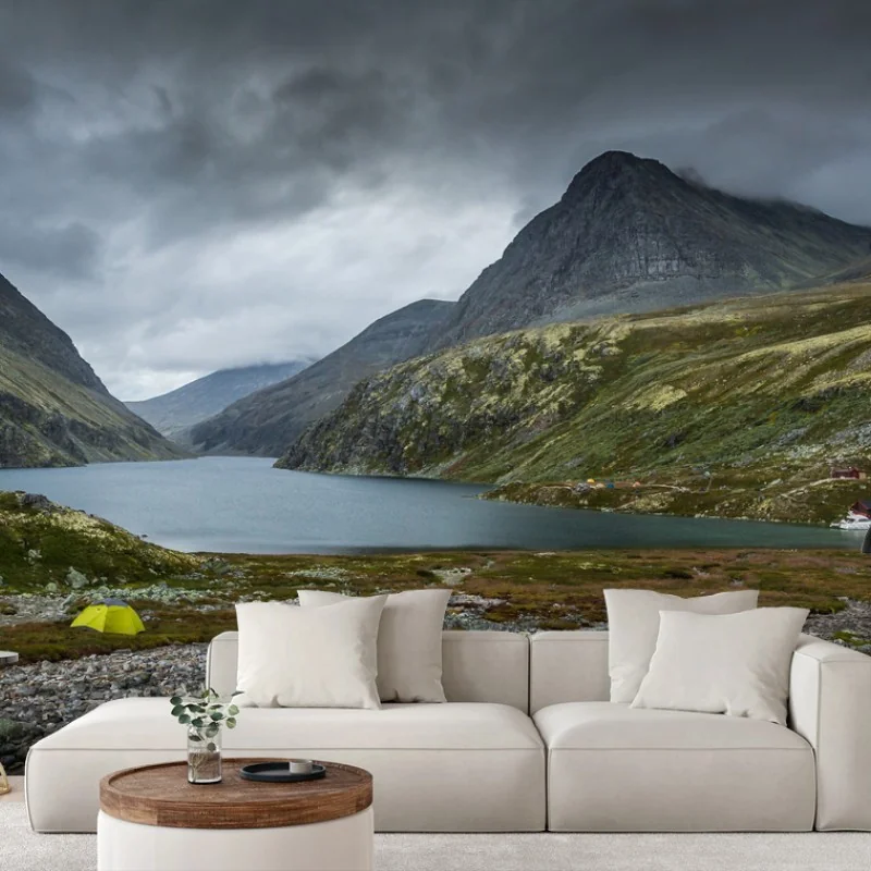 Fotomural refugio otoñal en Rondane, Noruega