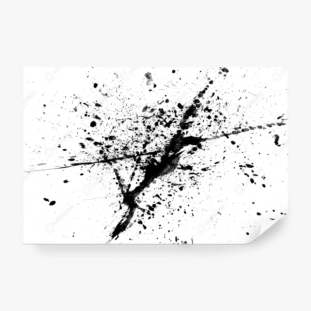 Fotomural explosión abstracta de tinta en blanco y negro – Pixers®