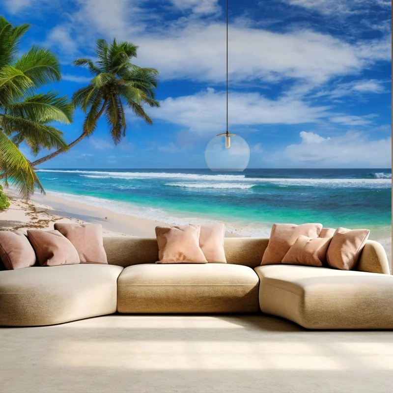 Fotomural escena tropical junto al mar con palmeras – Pixers® Fotomural escena tropical junto al mar con palmeras – Pixers®