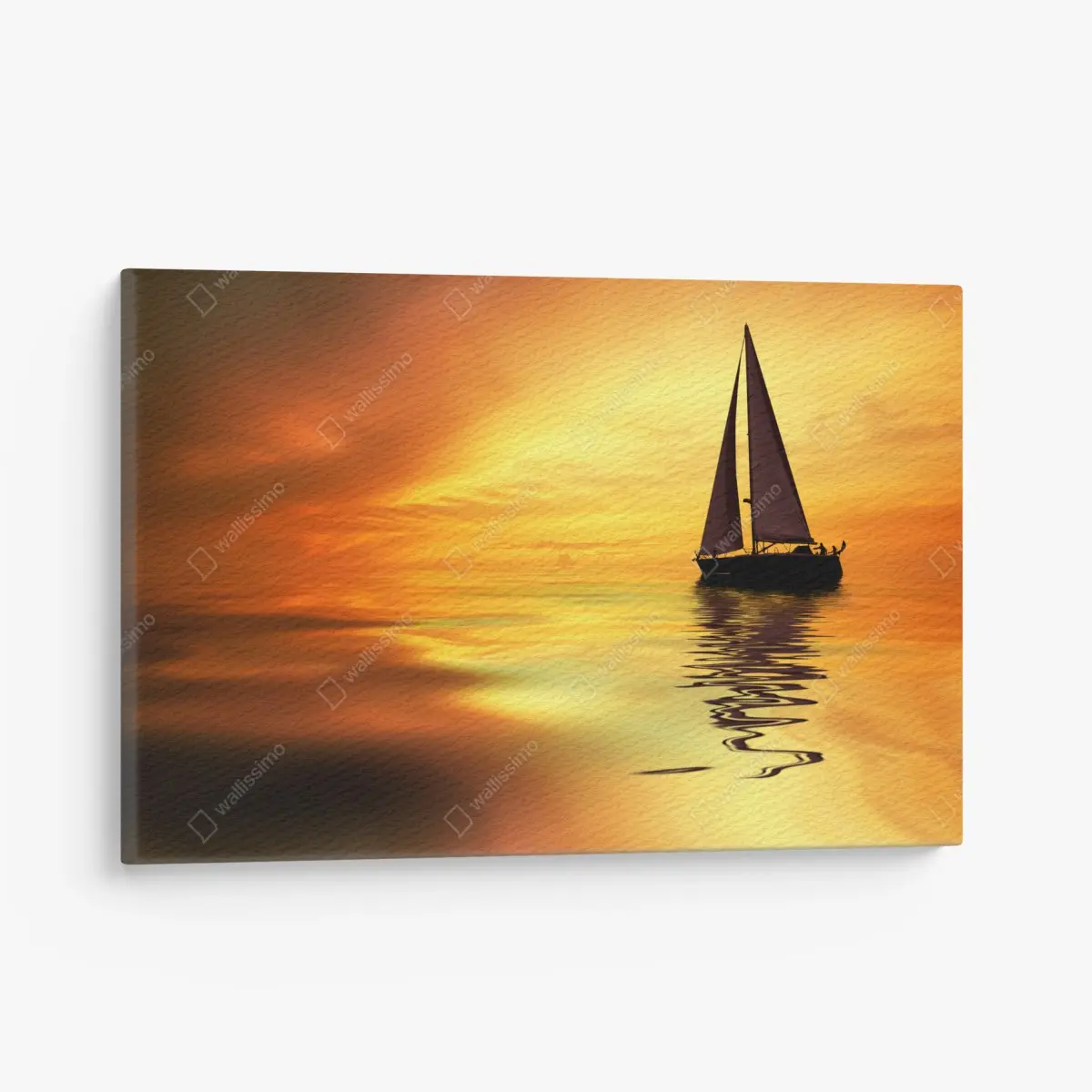 Cuadro en lienzo velero al atardecer dorado – Pixers®