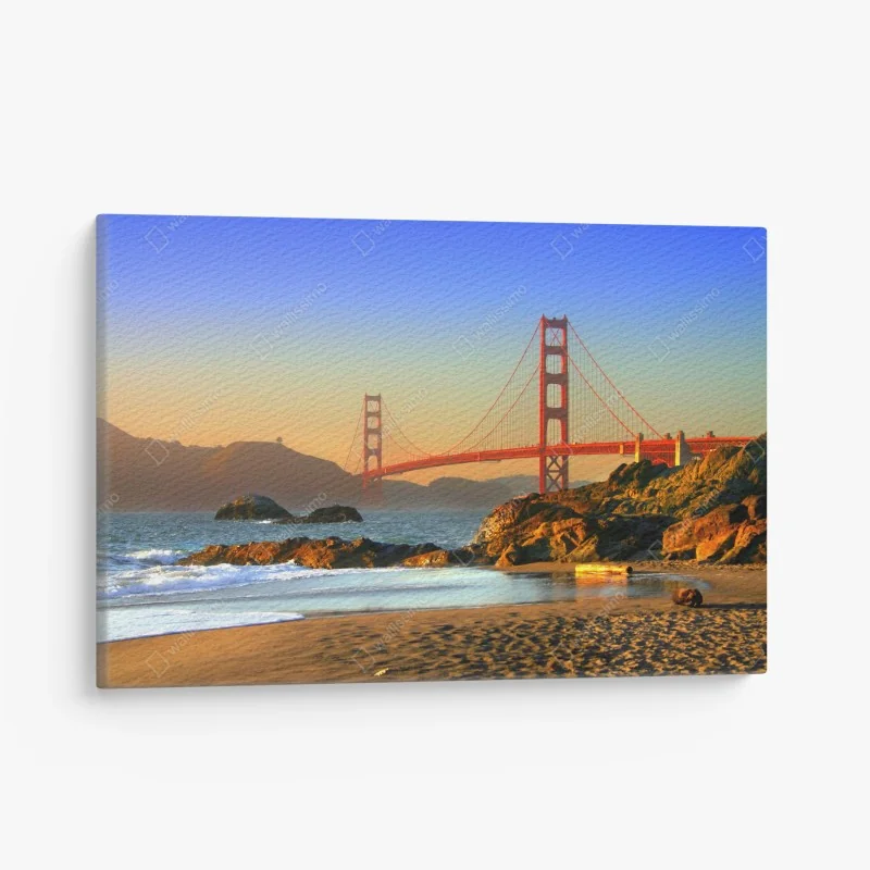 Cuadro en lienzo atardecer sobre el puente Golden Gate en San Francisco – Pixers®