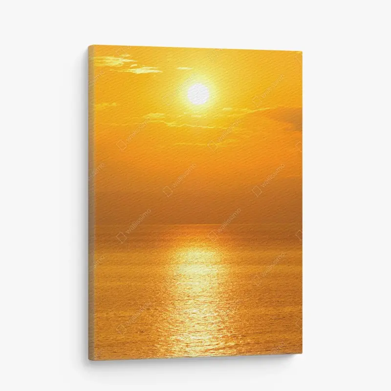 Cuadro en lienzo amanecer dorado sobre el mar – Pixers®