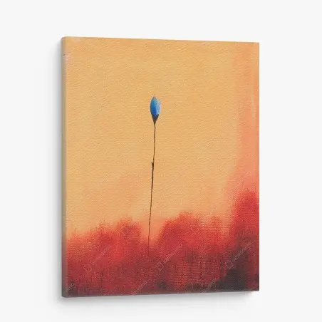 Cuadro en lienzo flor azul minimalista sobre fondo cálido – Pixers®