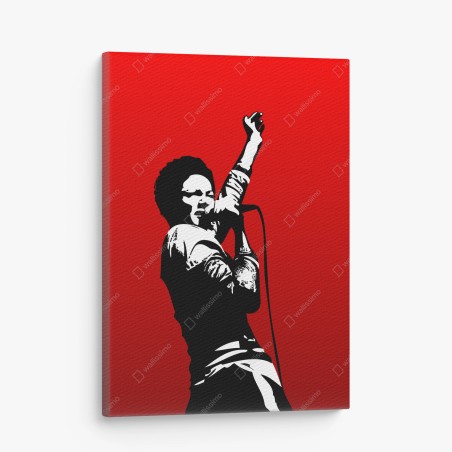 Cuadro en lienzo silueta de cantante en rojo intenso – Pixers®