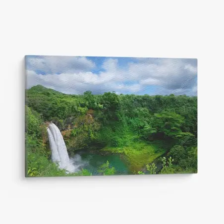 Cuadro en lienzo paisaje tropical de Hawái con cascada