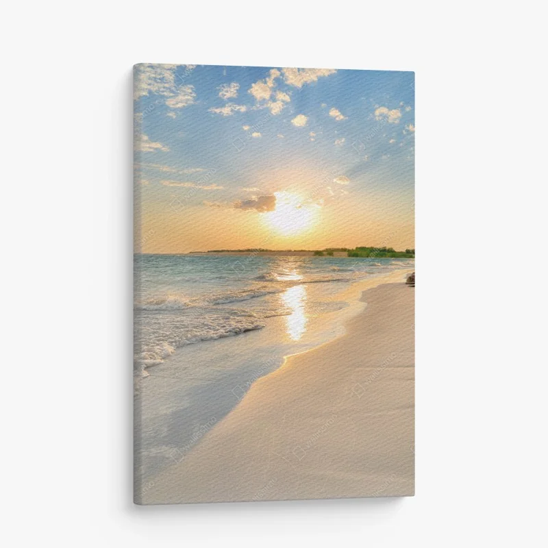 Cuadro en lienzo atardecer dorado en la playa serena – Pixers® Cuadro en lienzo atardecer dorado en la playa serena – Pixers®