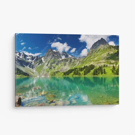Cuadro en lienzo reflejos del lago turquesa en Altai – Pixers®