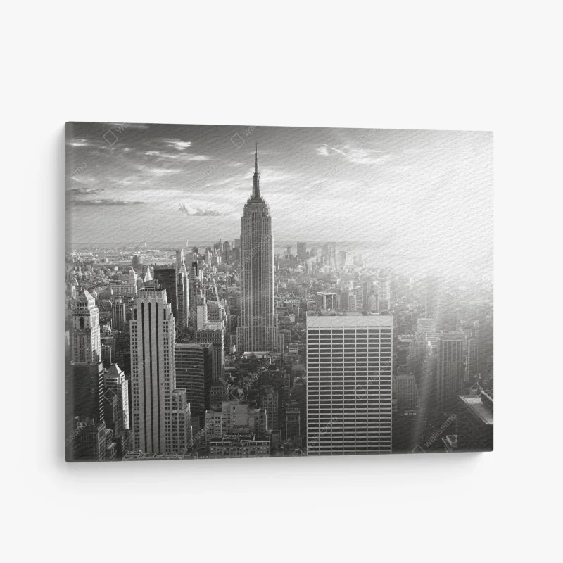 Cuadro en lienzo panorama urbano en blanco y negro con Empire State, Nueva York