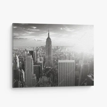 Cuadro en lienzo panorama urbano en blanco y negro con Empire State, Nueva York – Pixers®