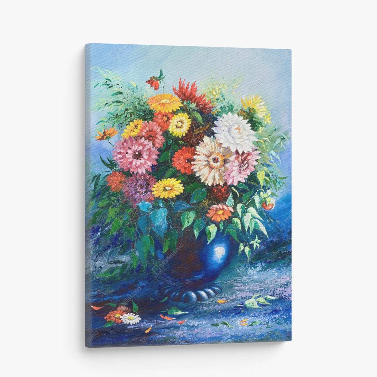 Cuadro en lienzo ramo de flores silvestres sobre fondo azul – Pixers®