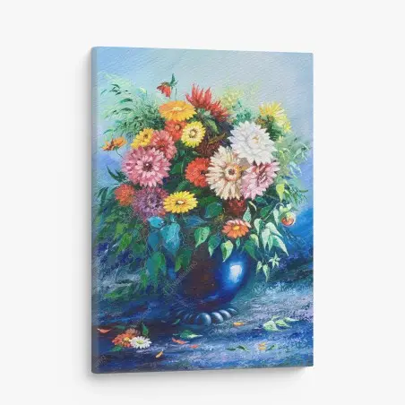 Cuadro en lienzo ramo de flores silvestres sobre fondo azul