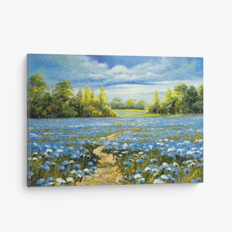 Cuadro en lienzo sendero entre acianos bajo cielo azul – Pixers®