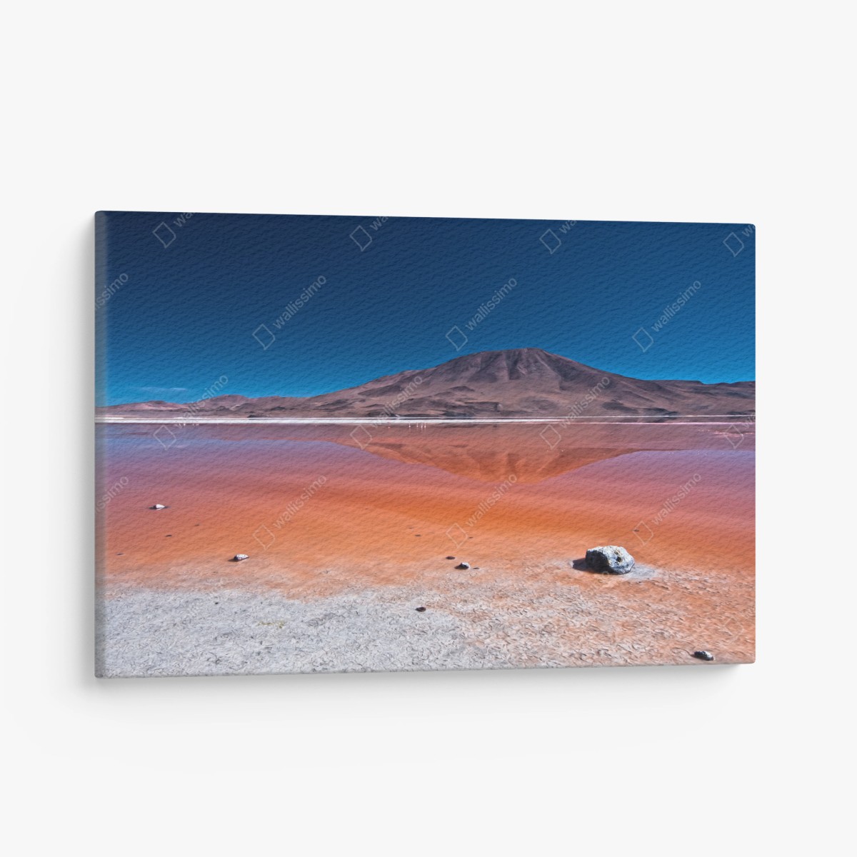 Cuadro en lienzo reflejo de montaña sobre lago rojo – Pixers®