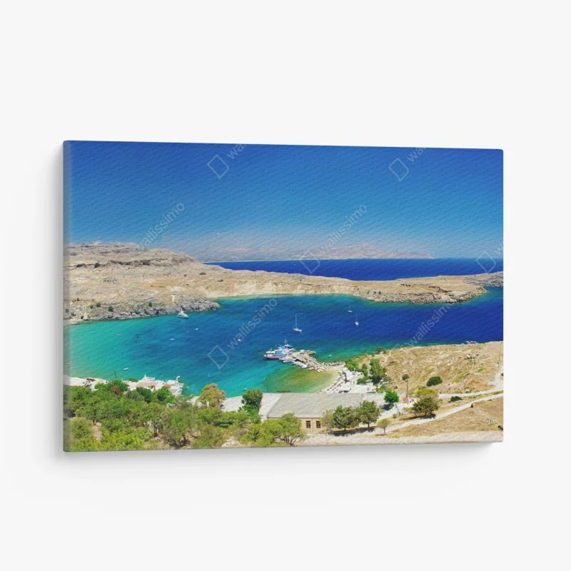 Cuadro en lienzo bahía turquesa y acantilados soleados – Pixers®